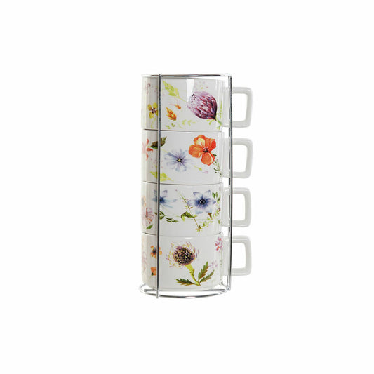 Set de Căni de Cafea DKD Home Decor Multicolor Metal Dolomite 260 ml (4 Piese)