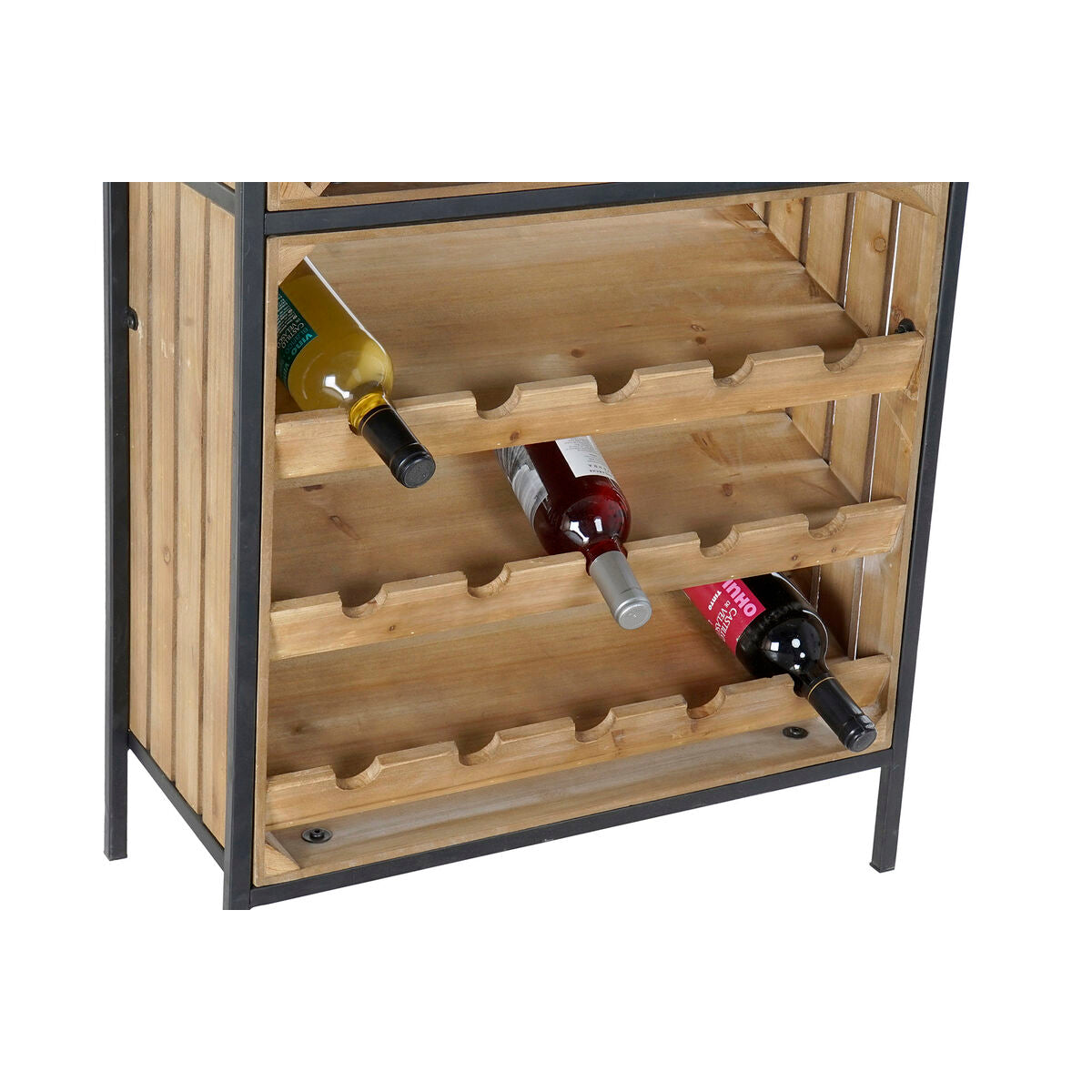 Bottle rack DKD Home Decor Black Natural Metal Fir 60 x 30 x 160 cm