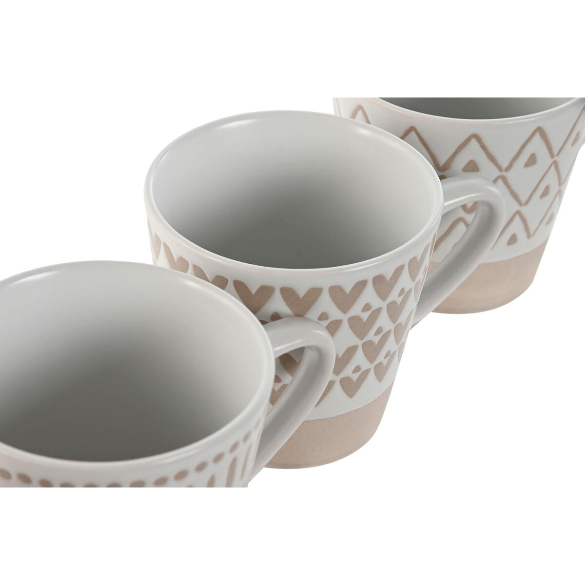 Piece Coffee Cup Set Home ESPRIT White Beige Stoneware 180 ml 4 Pieces