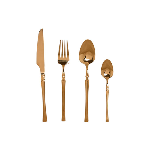 Set de Tacâmuri Home ESPRIT Auriu* Oțel inoxidabil 3 x 1,5 x 15 cm 16 Piese