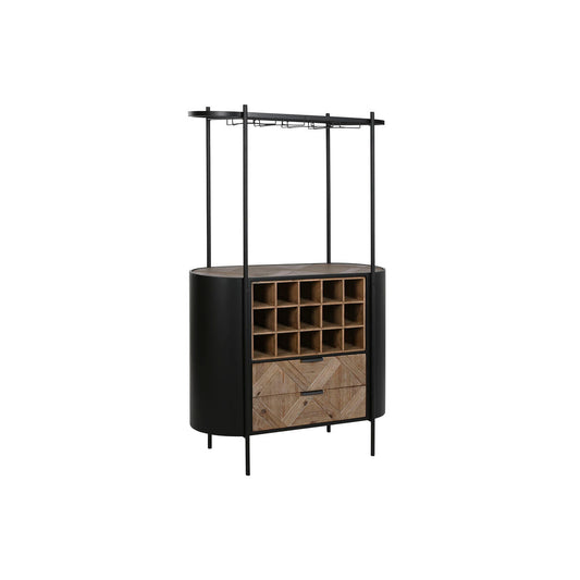 Bottle rack Home ESPRIT Black Natural Metal Fir 90 x 36 x 150 cm