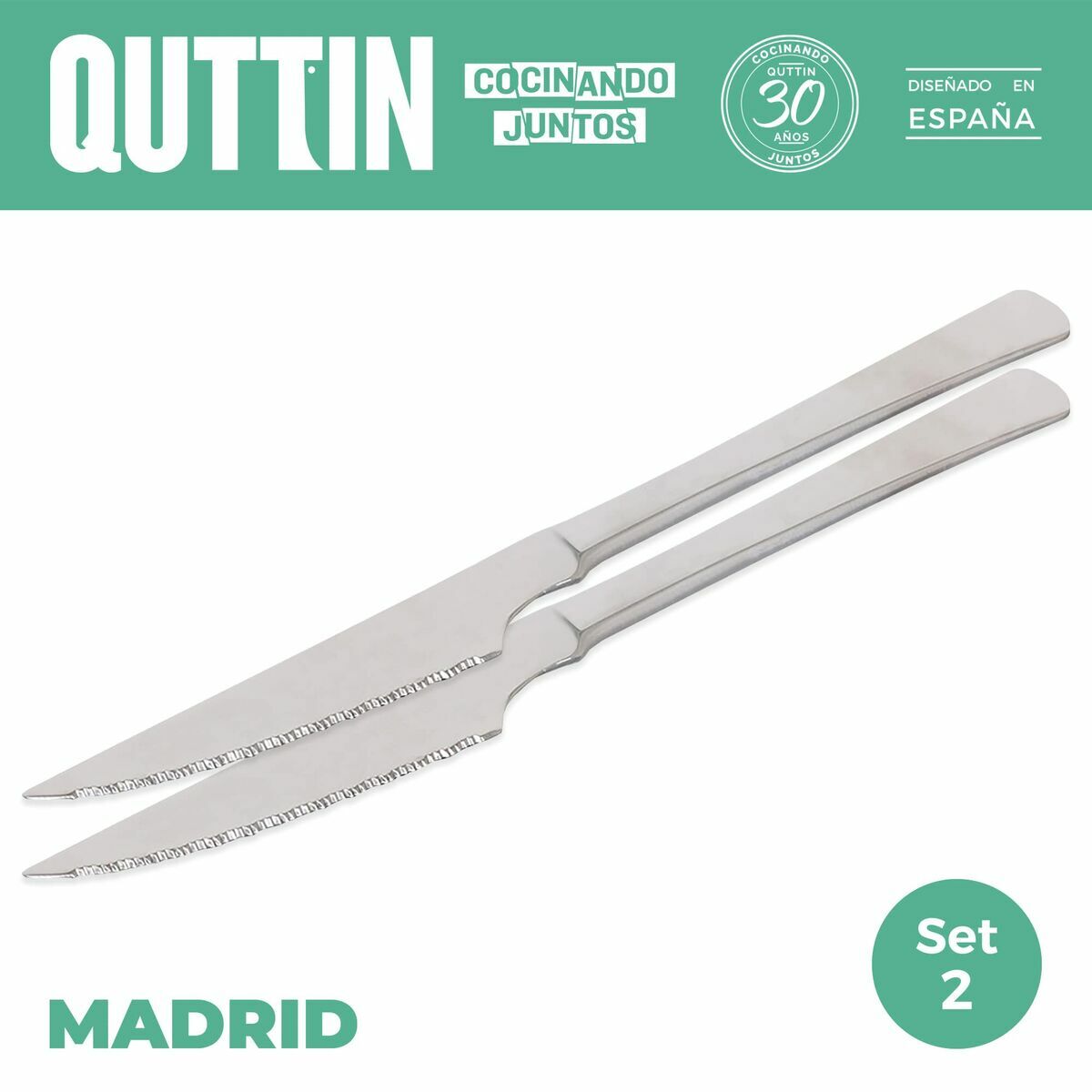 Set de cuțite pentru carne Madrid Quttin Madrid (21 cm) 21 x 2 cm 2 Piese (2 Unități)