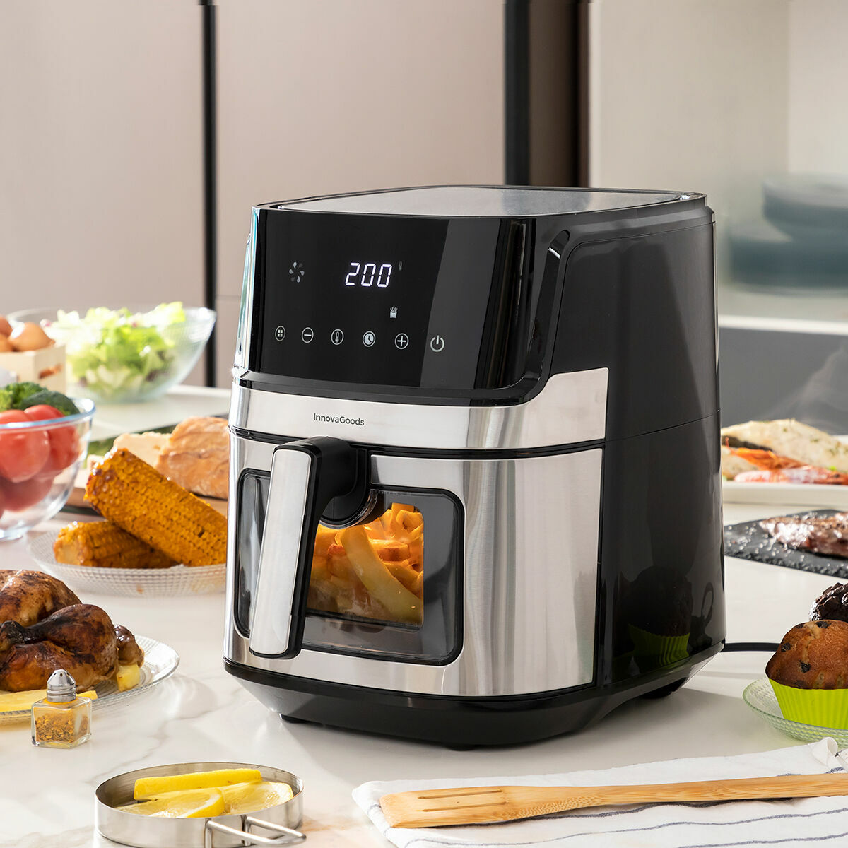 Air Fryer InnovaGoods Window Black 1700 W 6,5 L Stainless steel (Refurbished A)