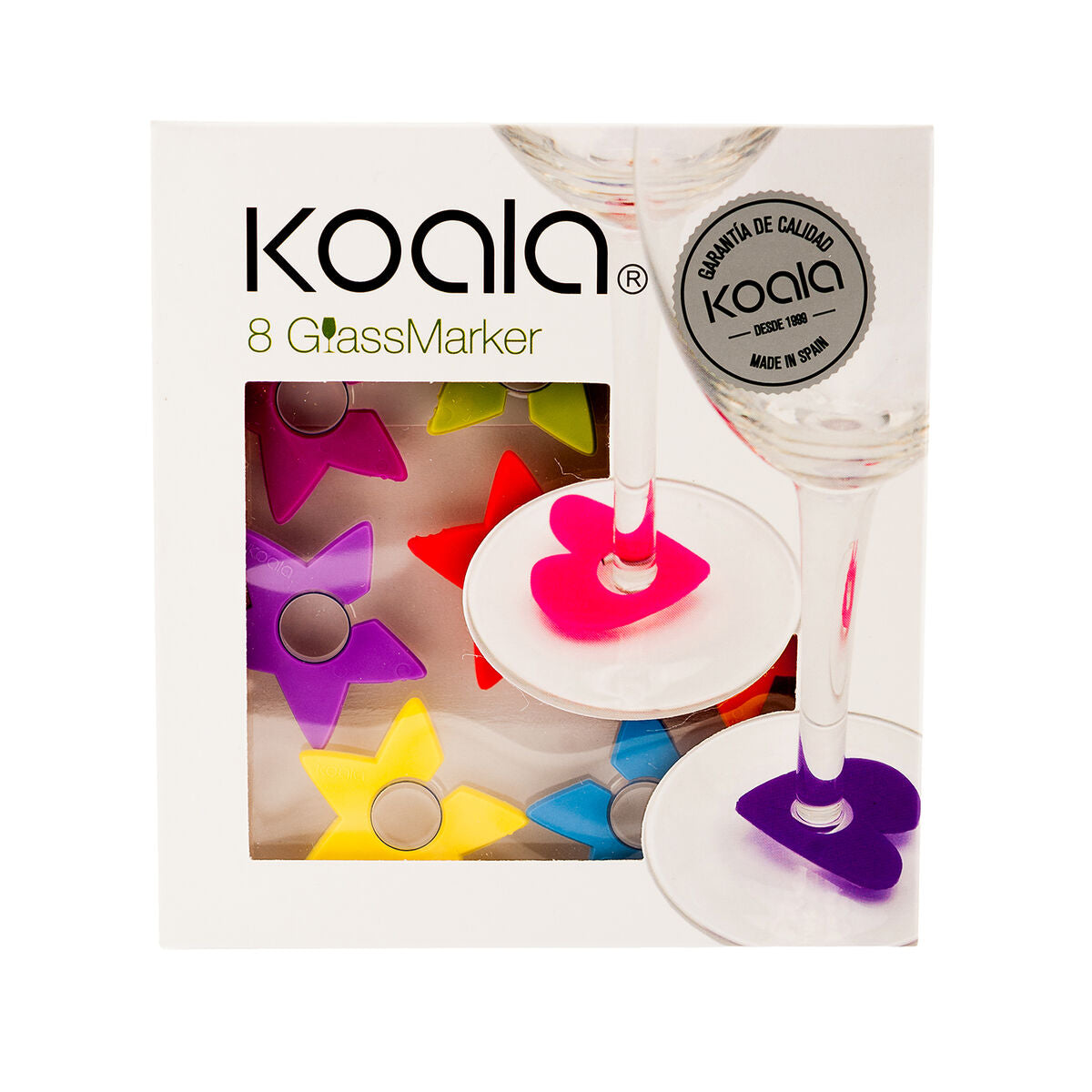 Identificator de Cupe Koala Stea Plastic Multicolor 8 Piese (12,8 x 5 x 13,7 cm)