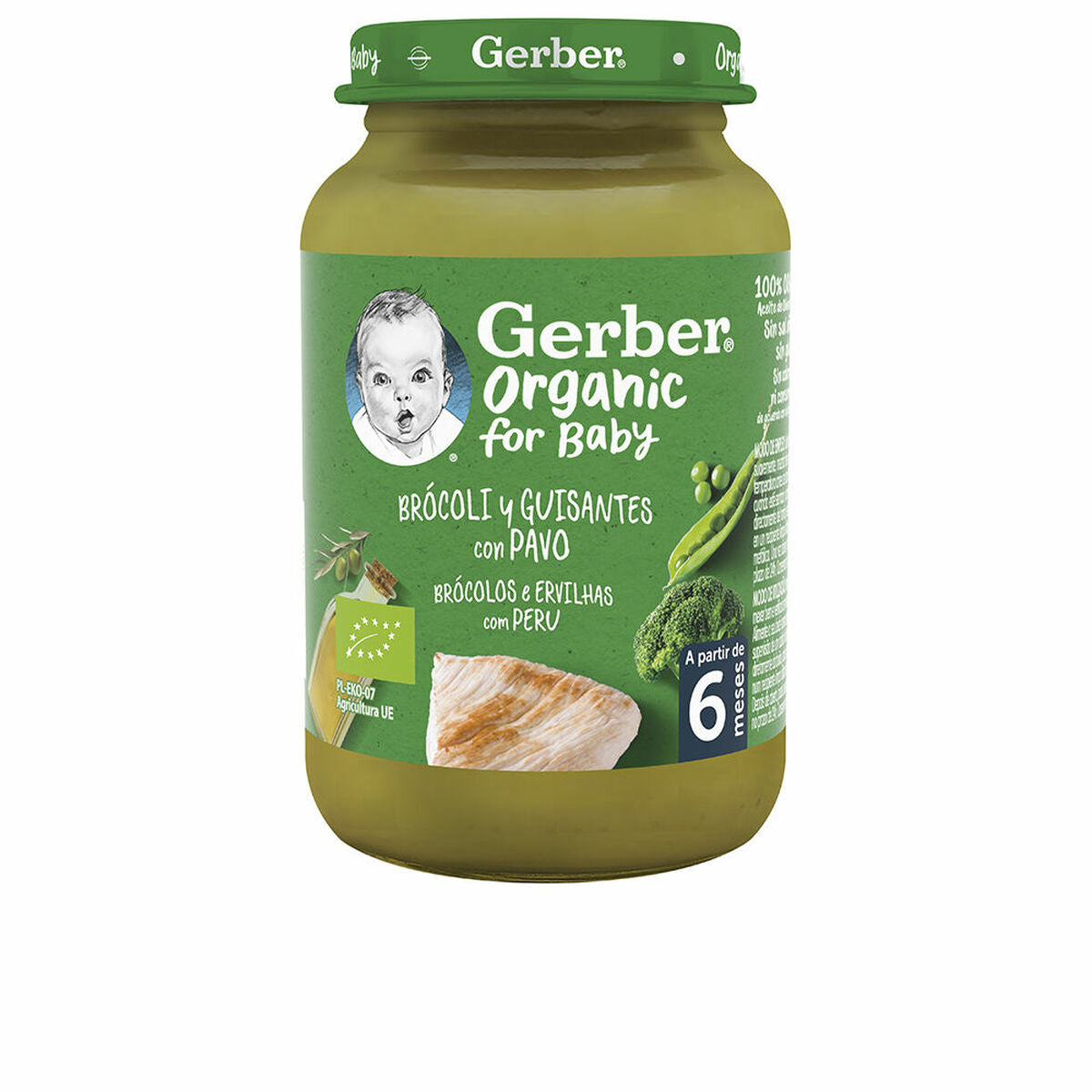 Mâncare de bebeluși Nestlé Gerber Organic Pavo Mazăre Brocoli 190 g