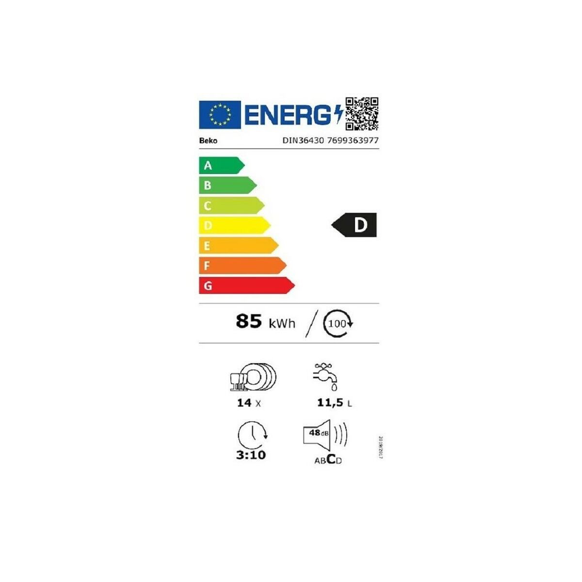 Maşină de spălat vase BEKO DIN36430 Alb 60 cm (60 cm)