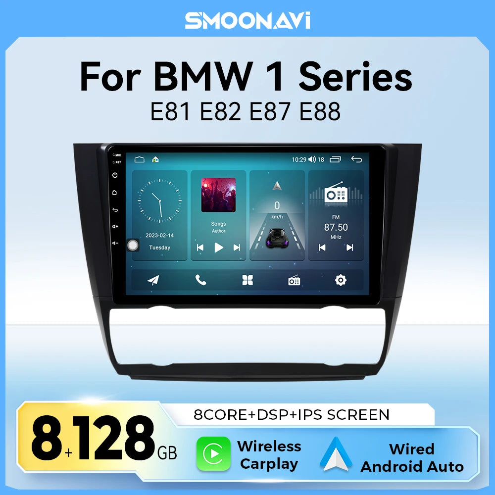 Wireless Speakers, , 8GB 128GB, Car Radio Multimedia, BMW 1-Series E88 E82 E81 E87 2004-2011, Navigation Stereo GPS, Wifi, OBD CamB, Black, Size: S1C(2G 32G)