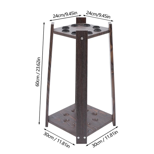 Tackle support, For English billiards, Wood, 8 Hole, 30x30x60cm, Brown