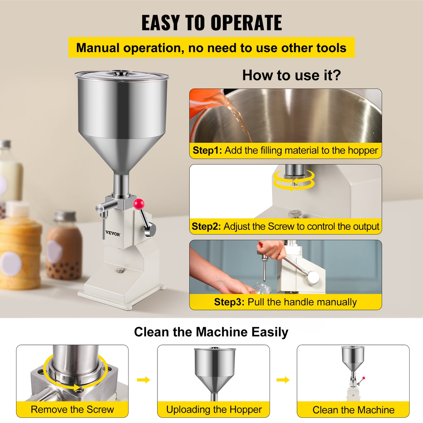 Machine de remplissage de liquide manuelle, distributeur commercial, remplissage d'huile à vis de 5 à 50ml