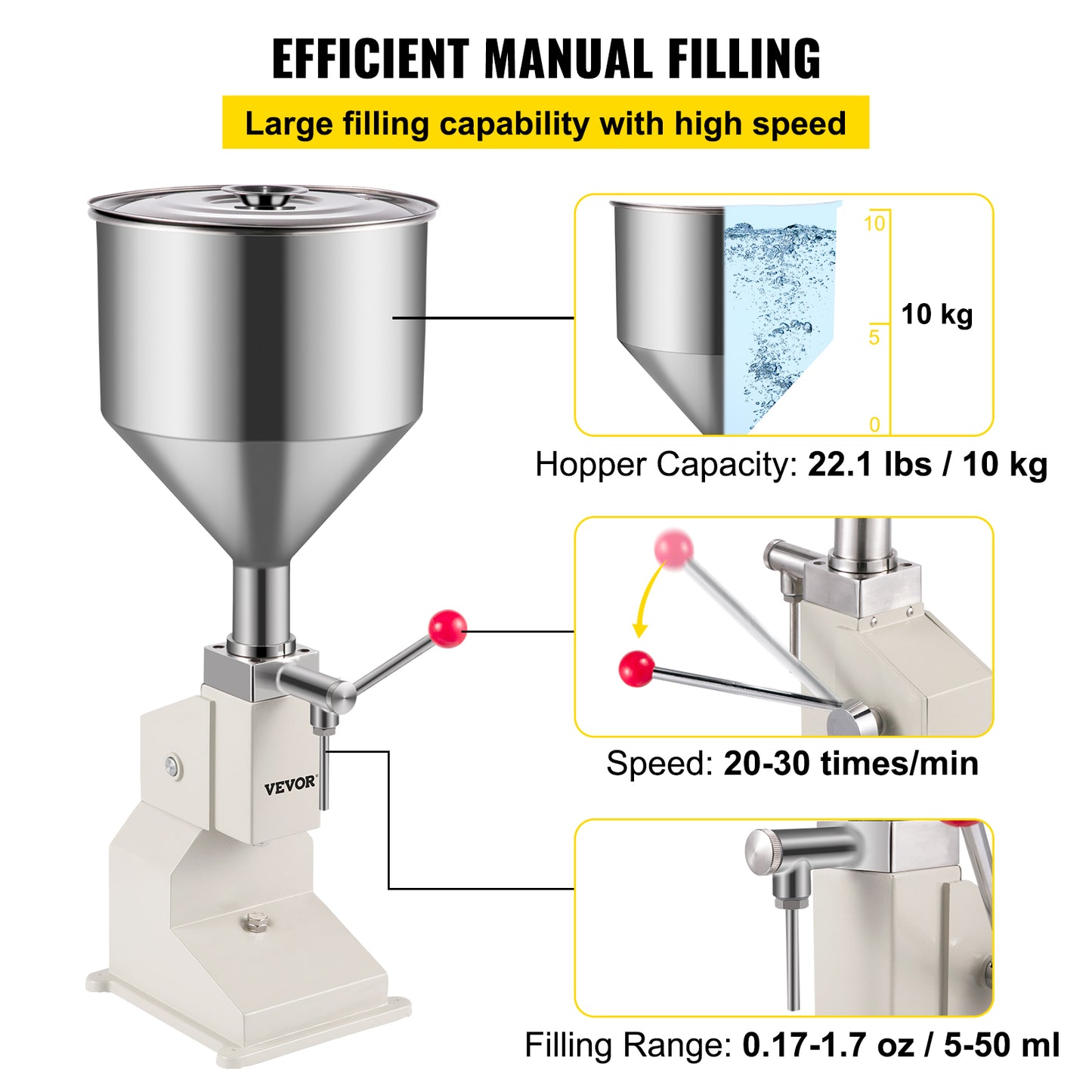 Machine de remplissage de liquide manuelle, distributeur commercial, remplissage d'huile à vis de 5 à 50ml