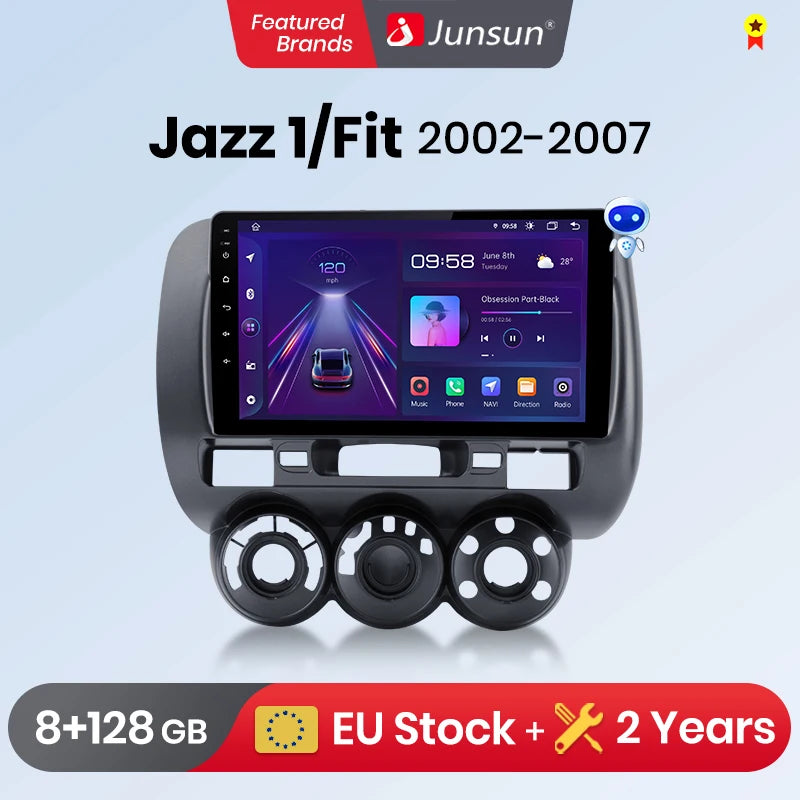 Wireless Speakers  Honda Fit Jazz City 2002-2007 AI Voice Android Auto Radio Car Multimedia GPS 2din autoradio V1 1GB 16GB Black Size