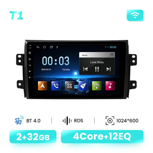 Wireless Speakers, , T1, AI Voice, Wireless Carplay, 128G, Android 12, Car Radio Multimedia, Suzuki SX4 2006-2013, Fiat Sedici 2005-2014, GPS, IPS