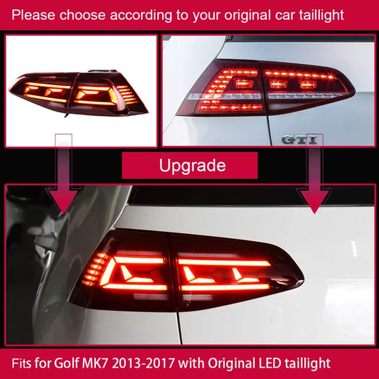 Car LED Lights, Golf 7, Tail Light 2013-2020, Dynamic Signal, Red