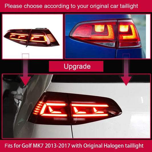 Car LED Lights, Golf 7 Tail Light, Halogen, 2013-2020, LED Rear Lamp, Stop DRL Brake Dynamic Signal, Auto Accessories