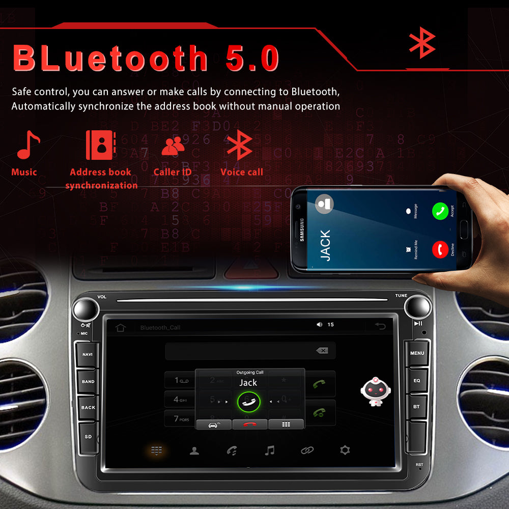 Lecteur multimédia de voiture, Podofo, 12LED, 2 Go, 32 Go, Android 10, MP5, Wifi, noir