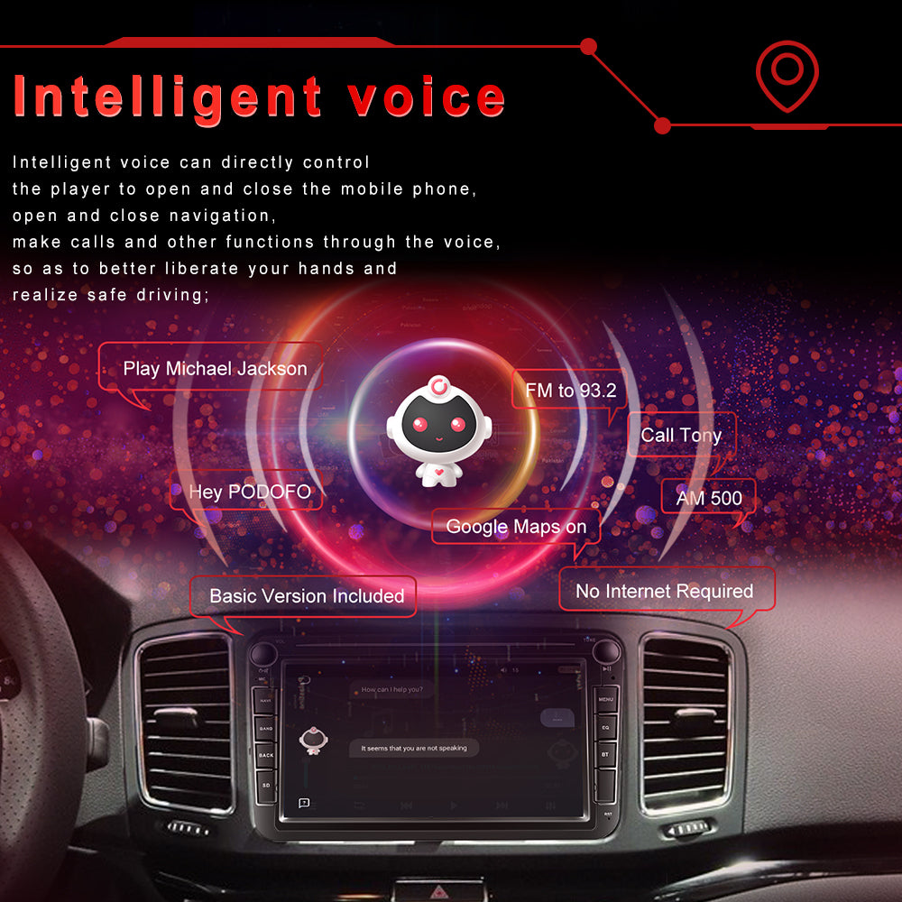 Lecteur multimédia de voiture, Podofo, 12LED, 2 Go, 32 Go, Android 10, MP5, Wifi, noir