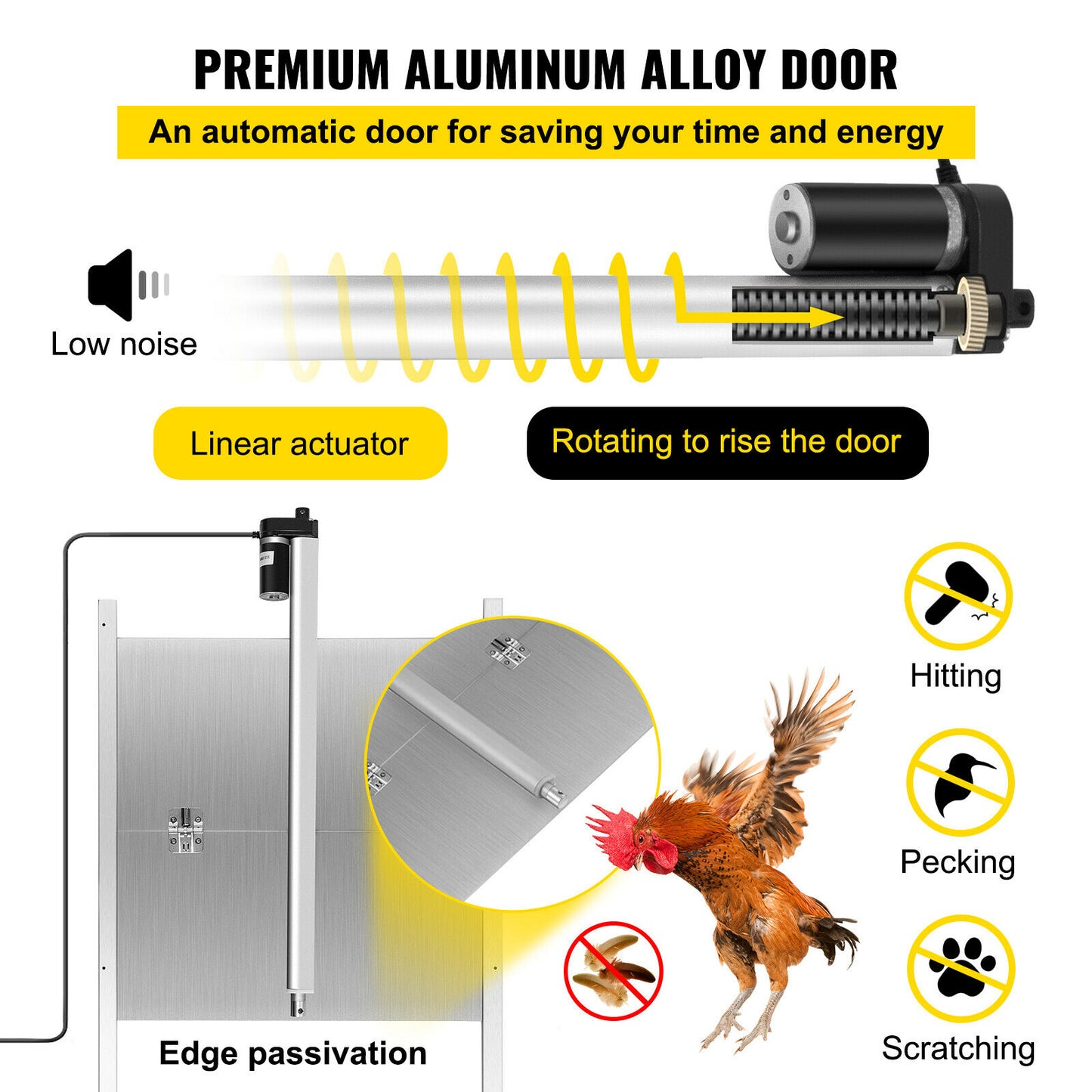 2-Remote Chicken Coop Door Opener w/ Light Sensor & Timer - 110-220V