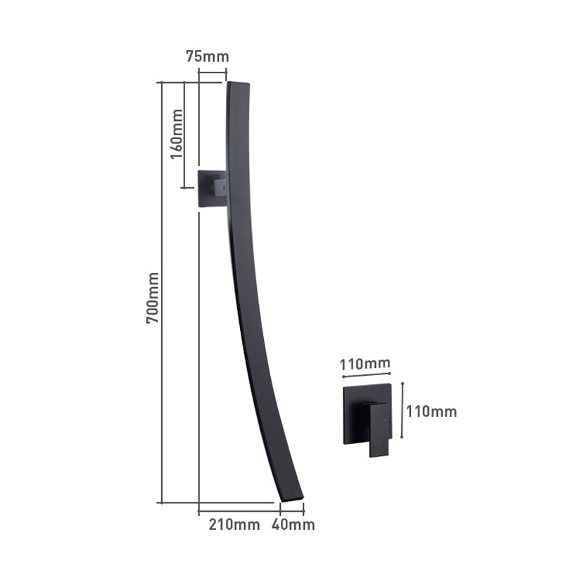 Faucet, Senlesen, Wall Mounted, Waterfall Spout, 70cm, Matte Black