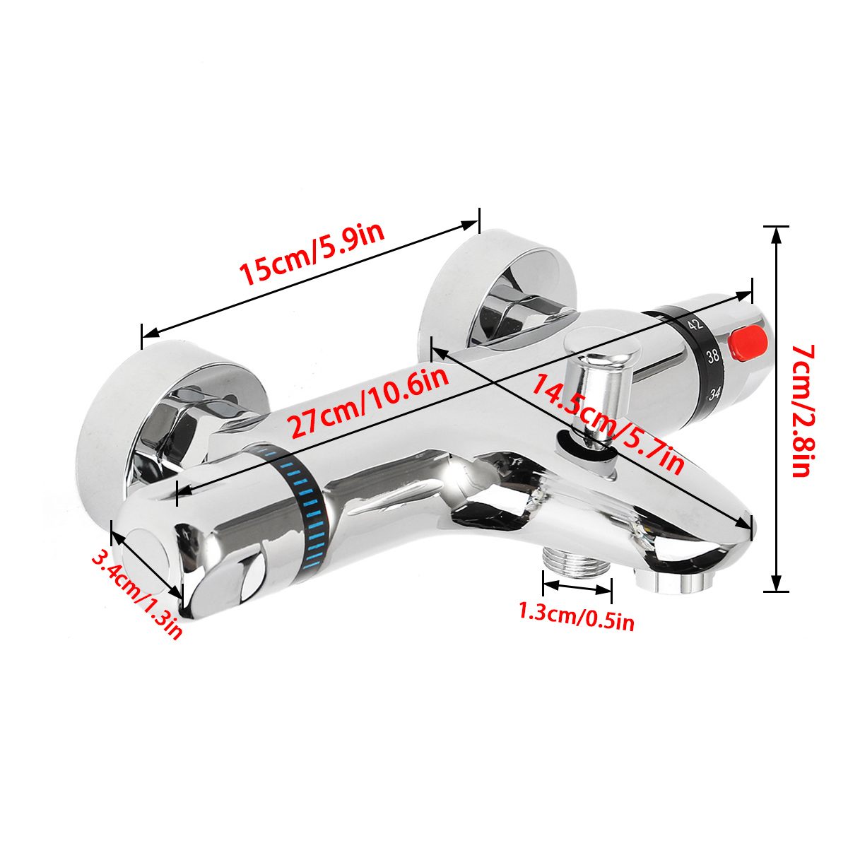 Faucet, Thermostatic Mixer, Hot/Cold, Bathtub/Shower, [Brand], [Model], Chrome, Standard Size