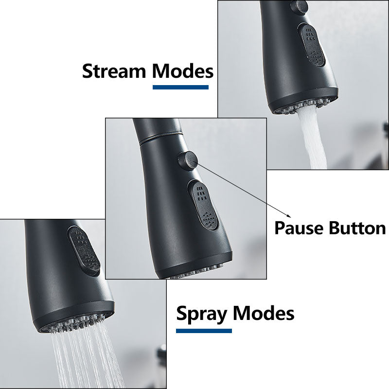 Robinet, Hownifety, extractible, pulvérisateur à 2 voies, noir