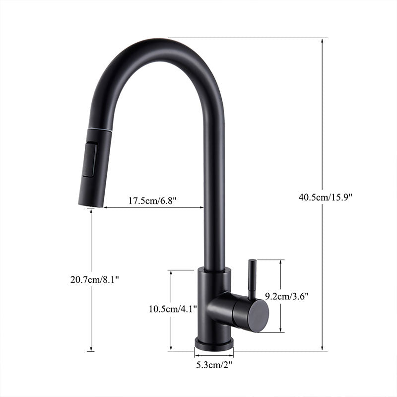 Faucet, Hownifety, Pull Out, Crane Tap Sprayer, Cold Hot Water Mixer, Brushed Gold Black