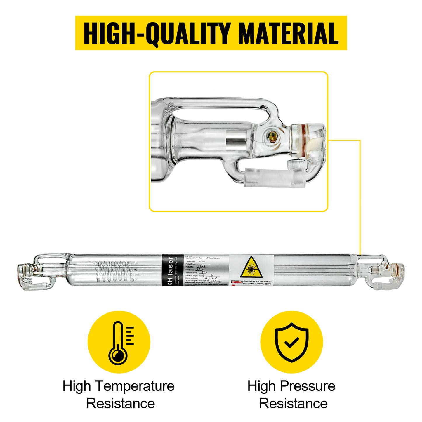 Puissant tube laser CO2 150 W, longueur 1 830 mm, diamètre 80 mm