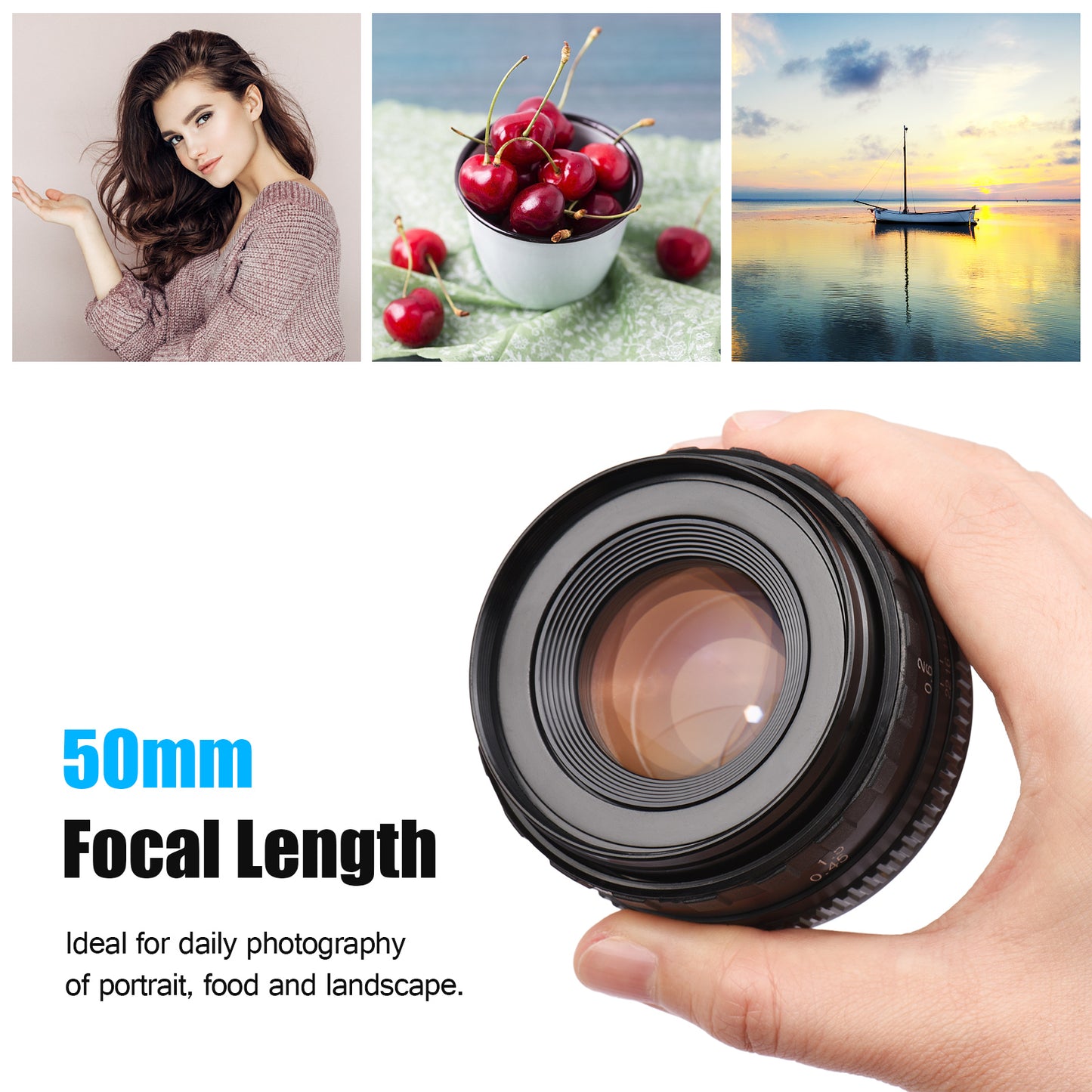 Camera Lens, Yongnuo, Manual Focus 50mm F1.7, DSLR, Large Aperture, Black