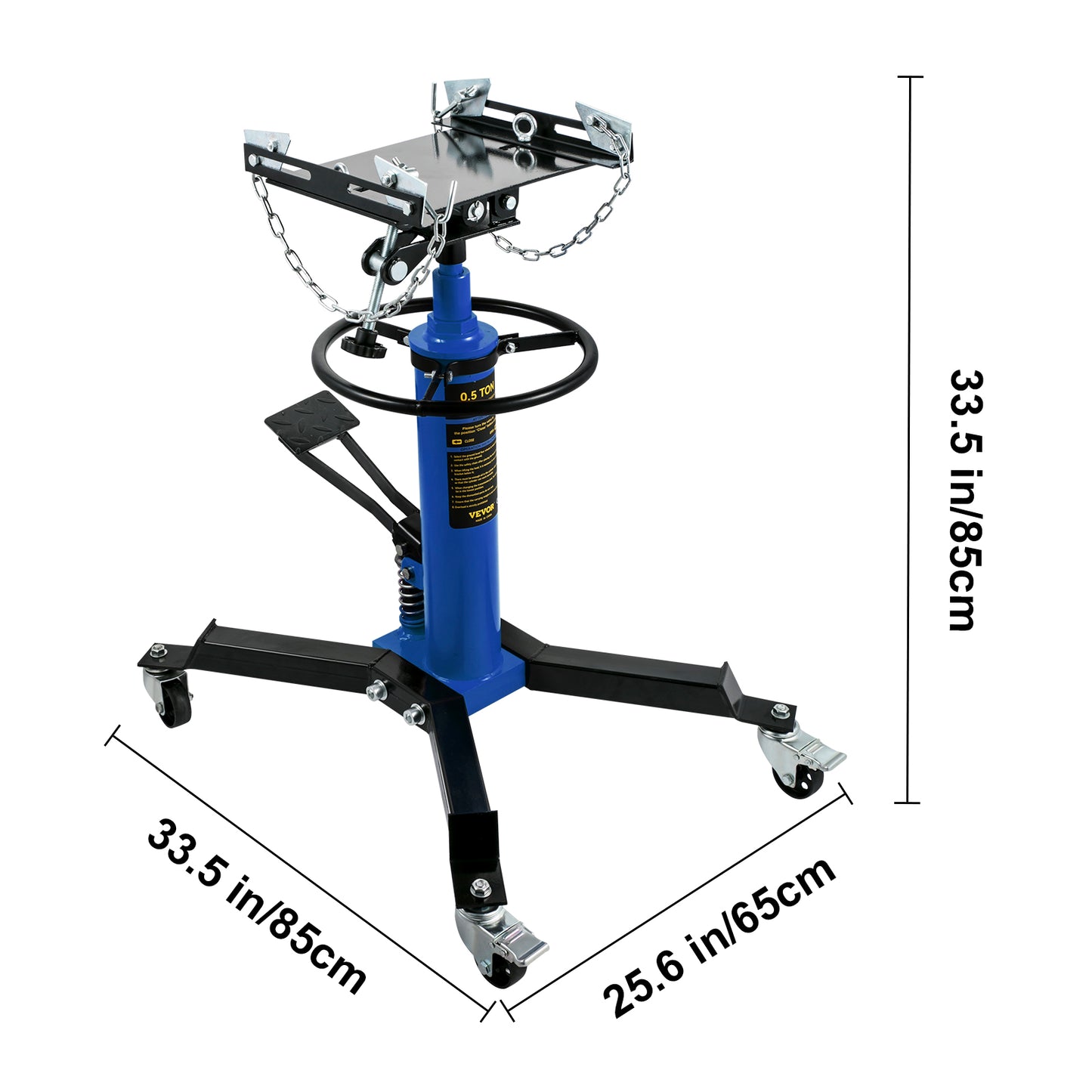 Hydraulic Telescopic Floor Jack with Foot Pedal and Swivel Wheel, 360°, Garage Lift Hoist, 44.09" Max Height.