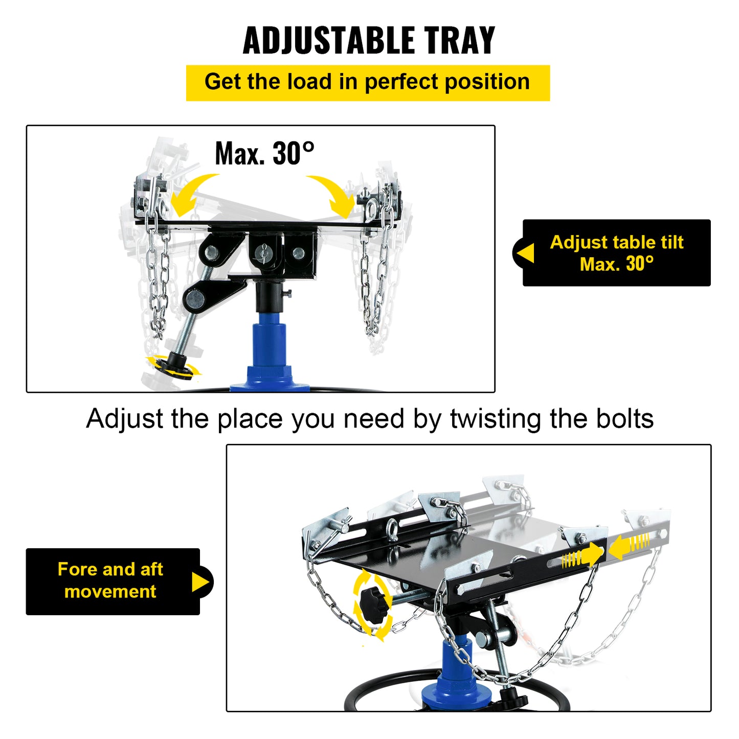 Hydraulic Telescopic Floor Jack with Foot Pedal and Swivel Wheel, 360°, Garage Lift Hoist, 44.09" Max Height.