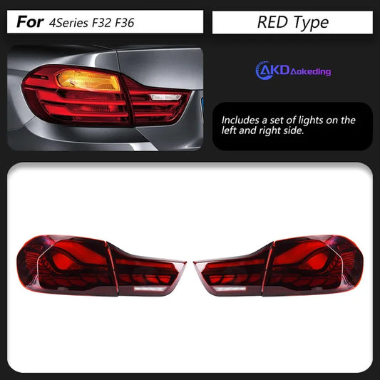 Car LED Lights, BMW F32 F36 F82 M4 4 Series 2013-2020, Dragon Scales, Red, One Set