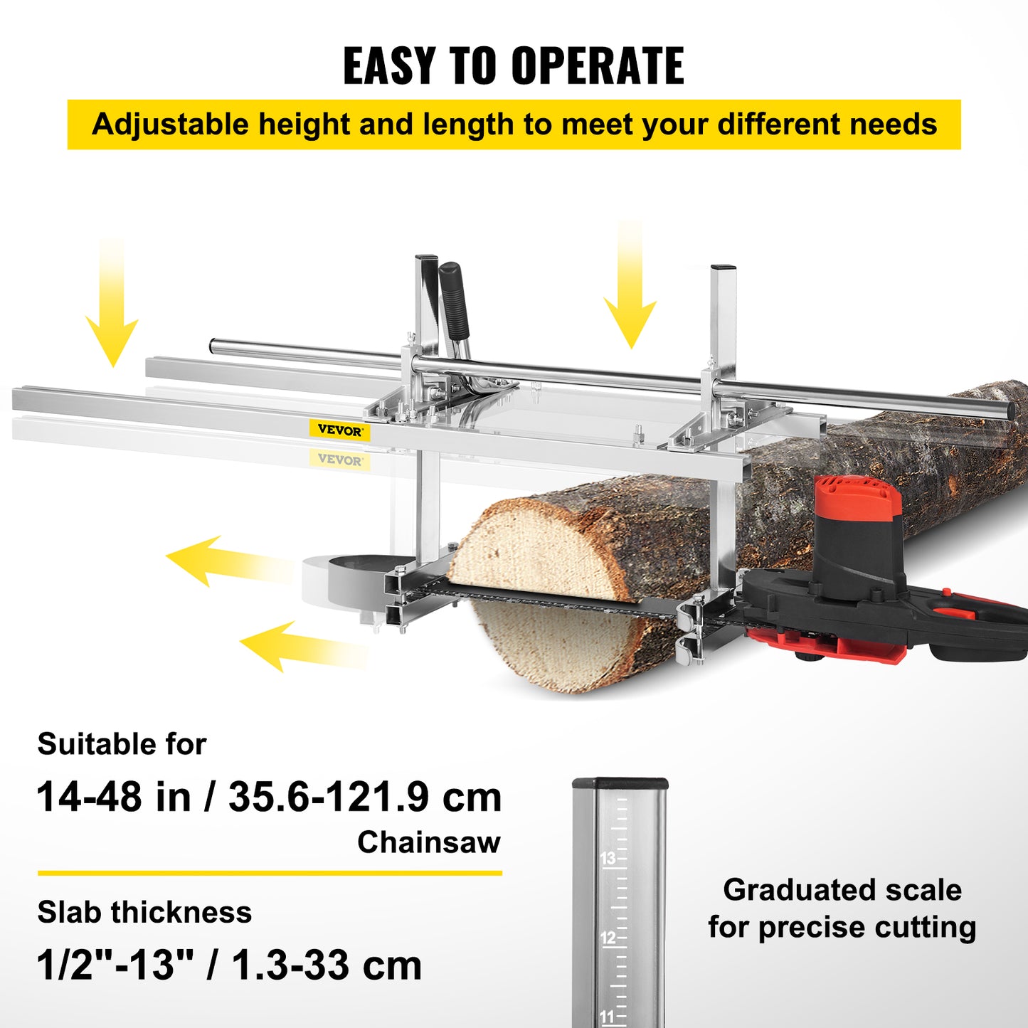 Portable chainsaw holder, adjustable, stainless steel, silver