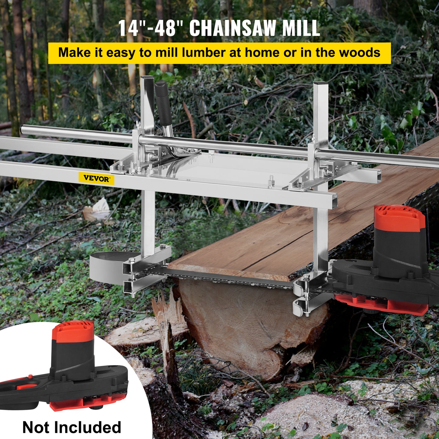 Portable chainsaw holder, adjustable, stainless steel, silver