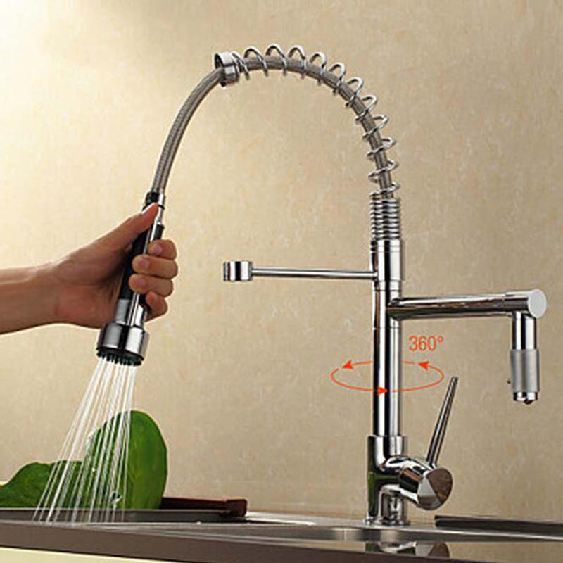 Faucet, Uythner, Chrome Brass, Dual Swivel Spouts, Brushed Nickle J