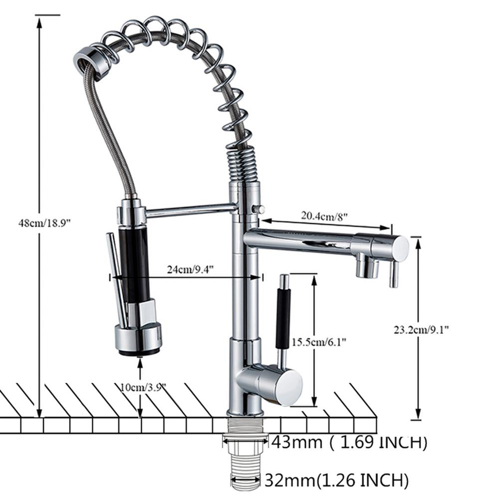 Faucet, Uythner, Chrome Brass, Dual Swivel Spouts, Chrome D