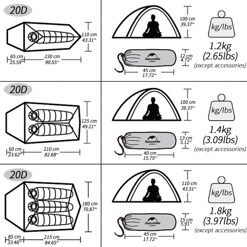 Ultralight Waterproof Hiking Tent - Cloud Up 3 - Upgraded (3-Person)