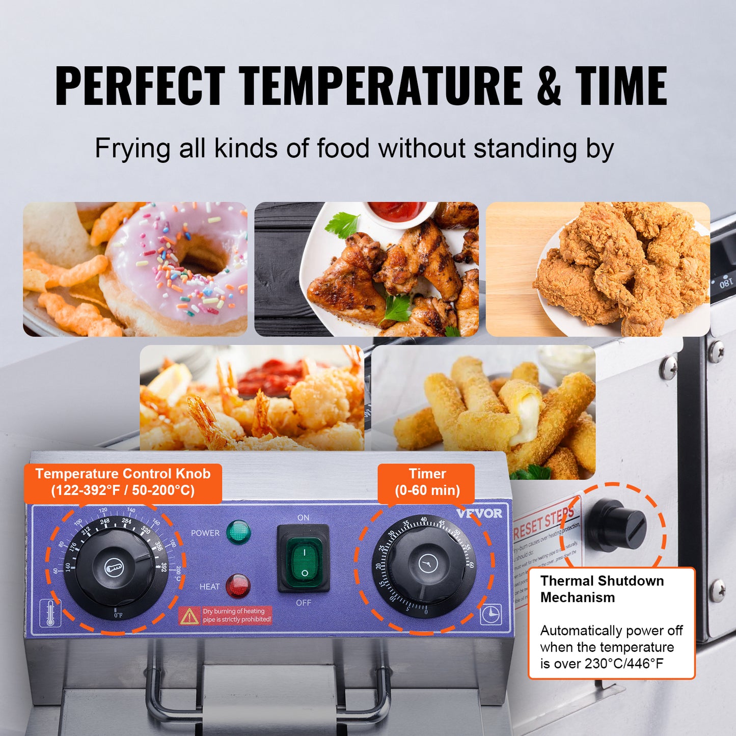 Electric Deep Fryer, Vevor, 12L, 3000W, Dual Tanks, Timer, Stainless Steel