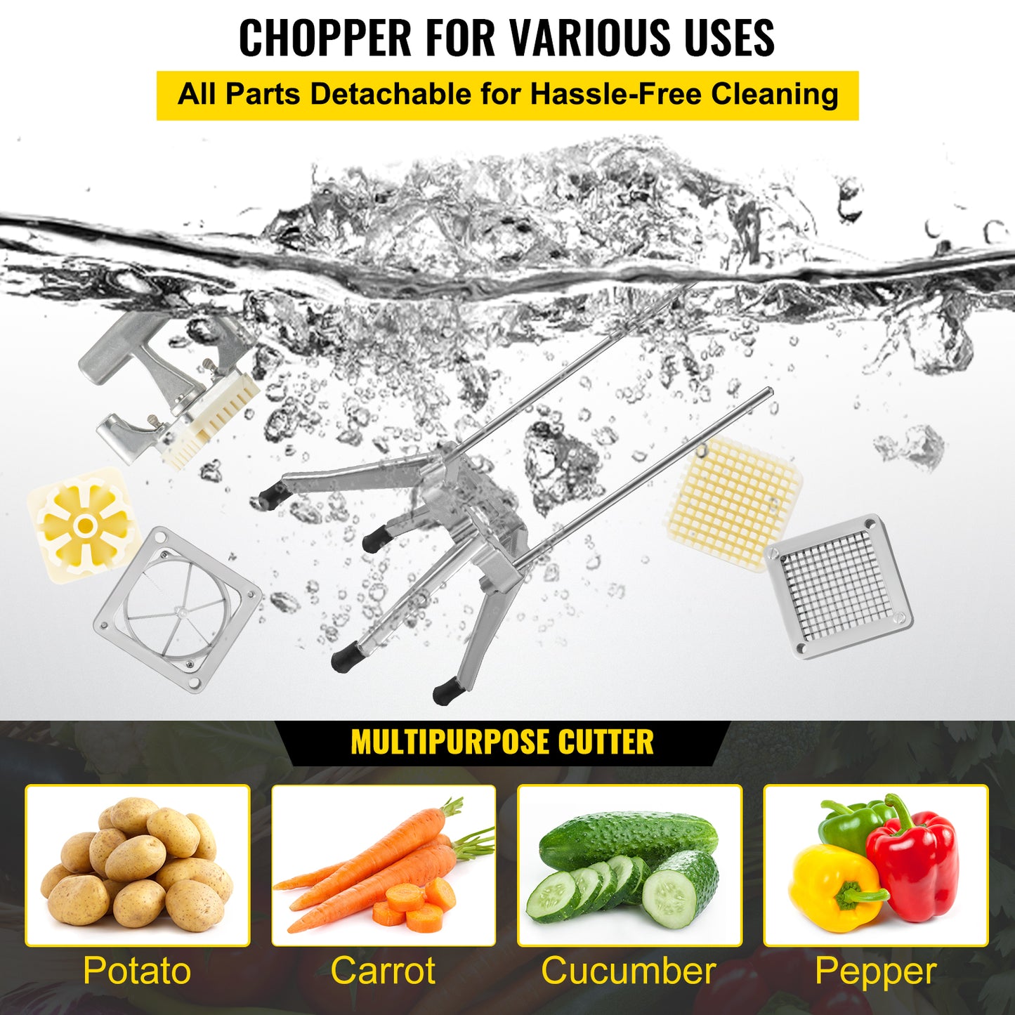 Stainless Fruit Vegetable Dicer Chopper 4 Blades Manual Slicer  - Home Garden