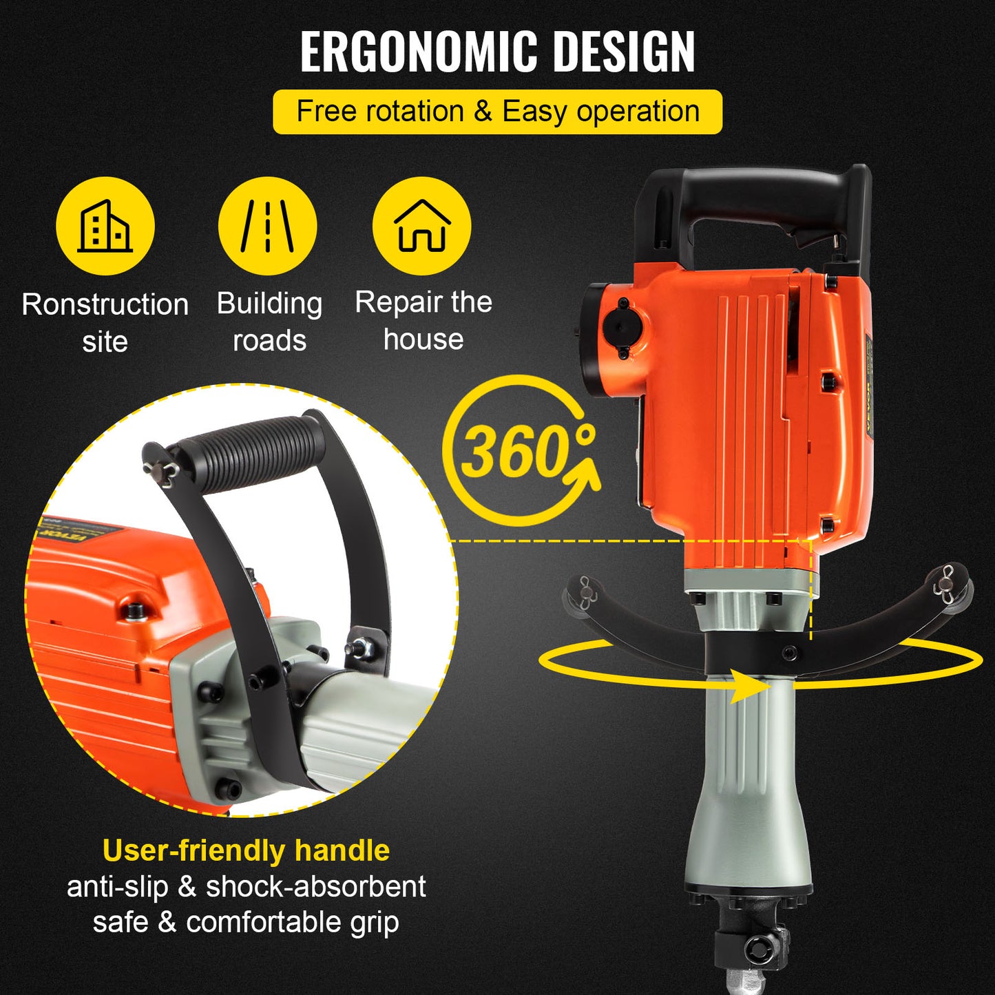 Rotary Hammer Electric Power Tools with 2200W Impact