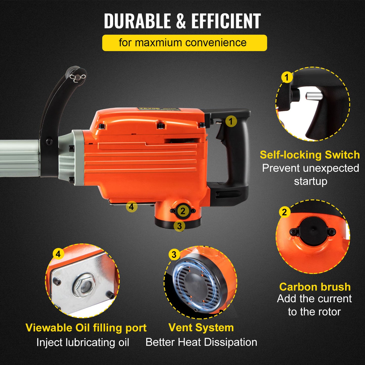 Rotary Hammer Electric Power Tools with 2200W Impact