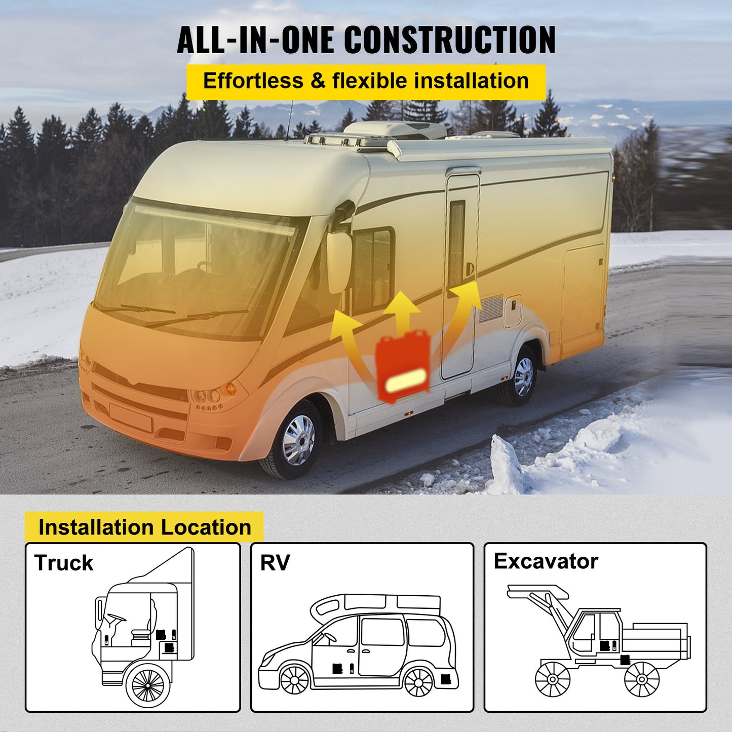 Réchauffeur d'air diesel tout en un camion parking 12V LCD à distance 2/5/8KW