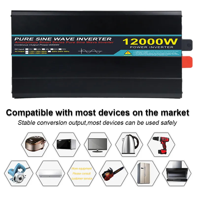 7000W Pure Sine Wave Inverter | DC 12V / 24V To AC 220V - 230V 50Hz / 60Hz