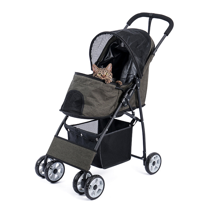 Foldable Aluminum Pet Carrier Trolley with Large Mesh Window and 12.5kg Bearing