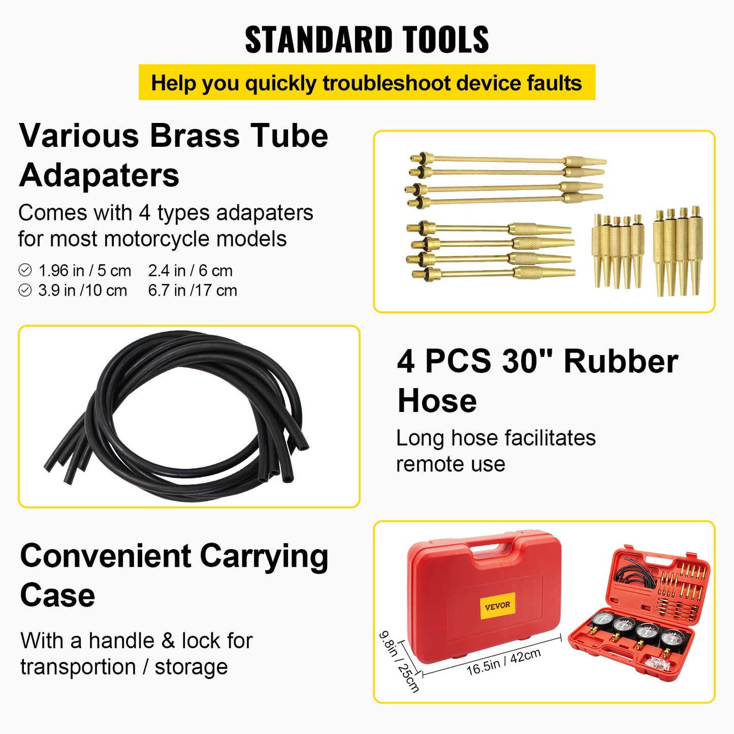 4 Gauge Vacuum Balancer Kit for Motorcycle Carburetor Synchronization.