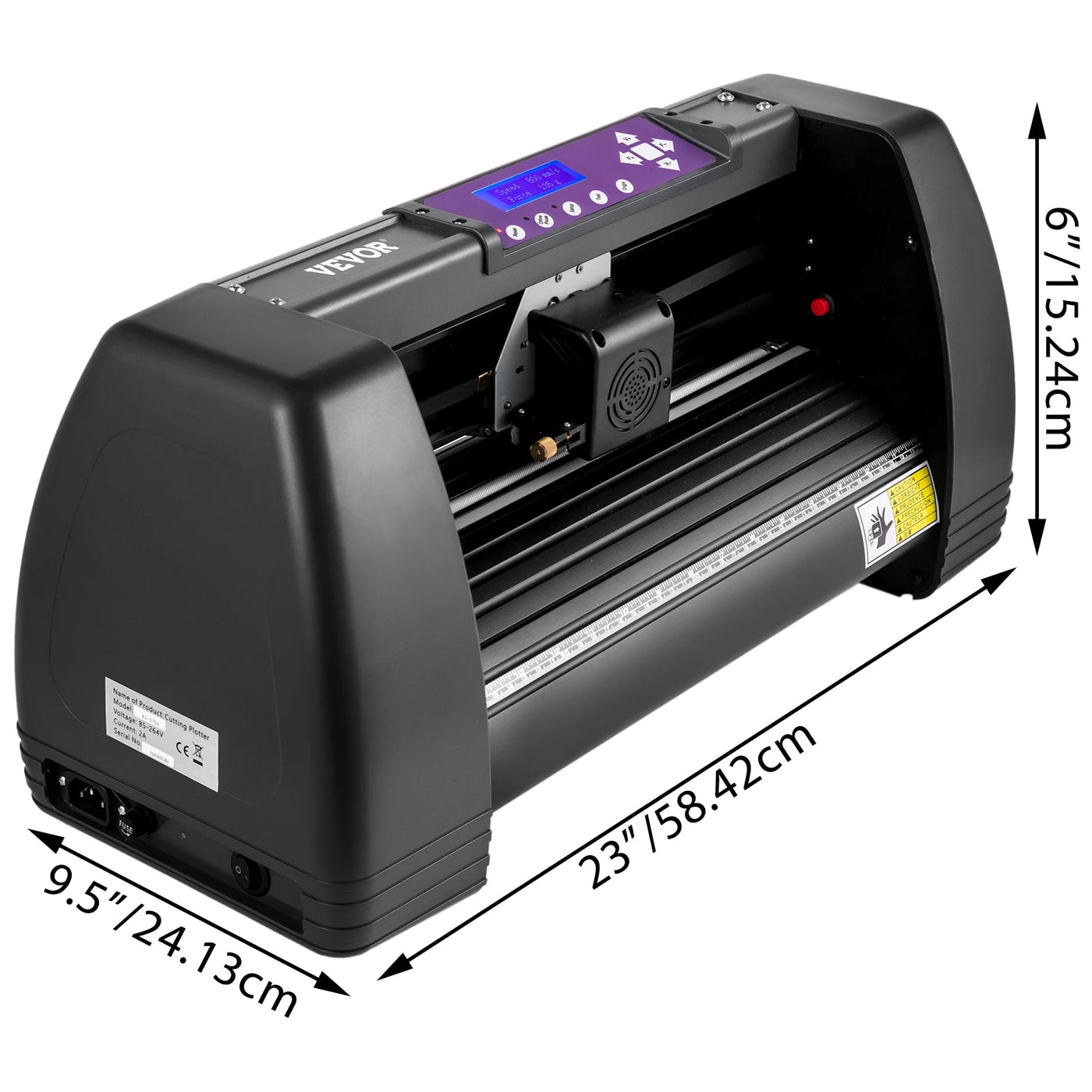 Vinyl Cutter Plotter, 375mm Cutting Width, LCD Display, Black