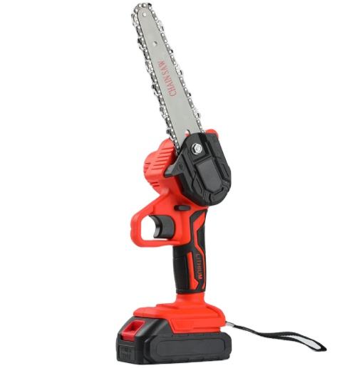 Electric Chainsaw, Gisam, Rechargeable, 6", 2 chains, Red