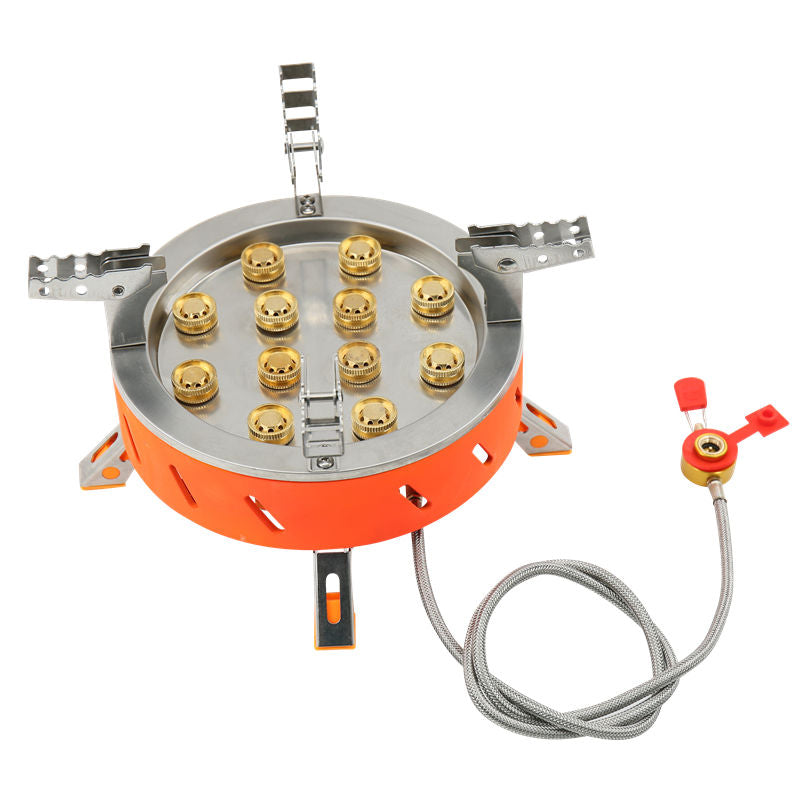 Réchaud de camping, 12 cœurs, 21 800 W, valve réglable, orange