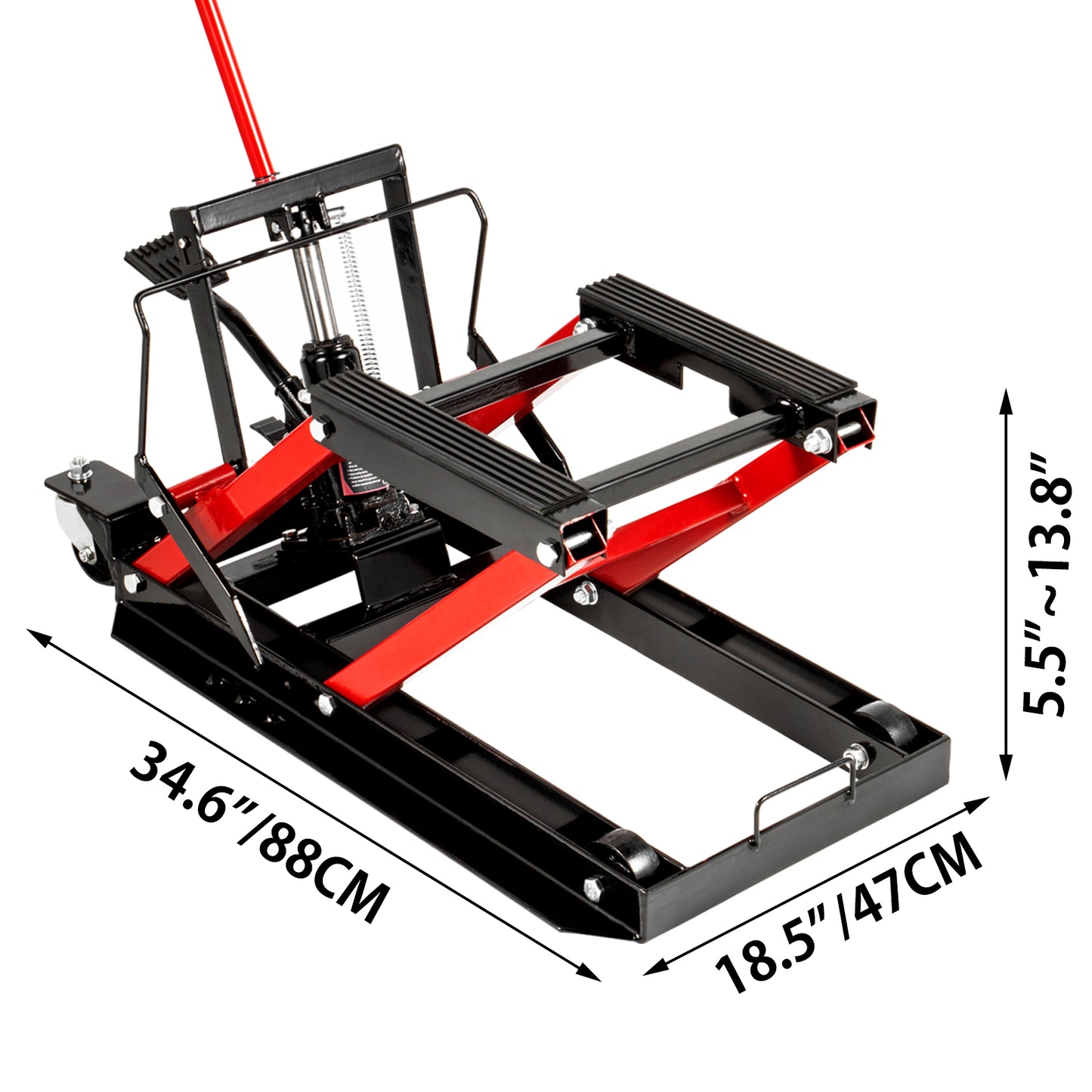 Adjustable Hydraulic Motorcycle Scissor Jack, Portable Lift, 1700lb Capacity.