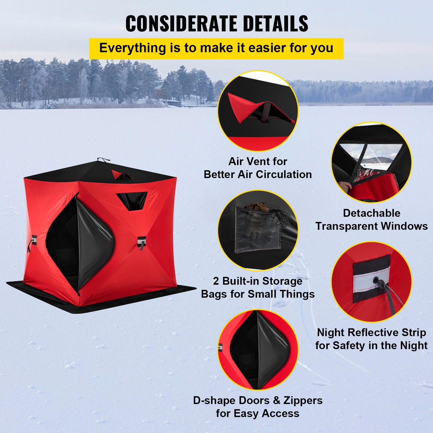 Ultimate Outdoor Winter Camping Tent – Windproof, Waterproof, Ultralarge, Warm (Large)