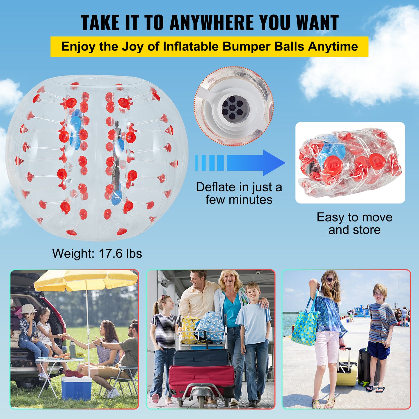 Inflatable bubble, 1.2 meters diameter, Lightweight, Transparent