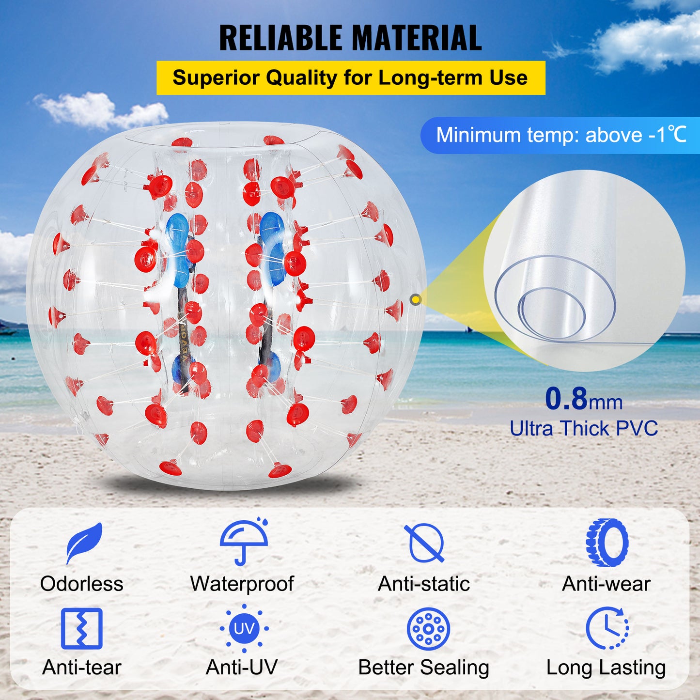 Inflatable bubble, 1.2 meters diameter, Lightweight, Transparent